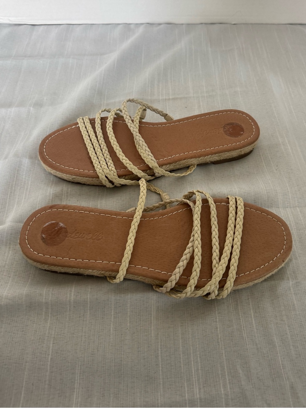NWOT MADEWELL Women Cream The Kathryn Espadrille Slide Sandal Size 8